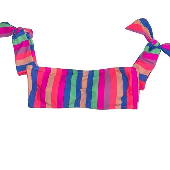 Shade Critters Women Chasing Rainbows Stripe Pink Bikini Top Size 8 New - Picture 1 of 4